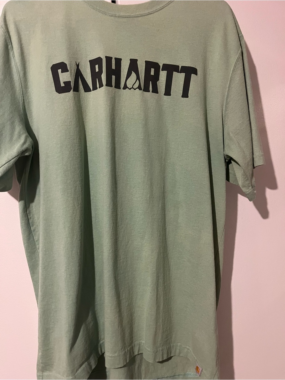 Carhartt Sage Green Short-Sleeve Tee with Black Logo